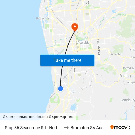Stop 36 Seacombe Rd - North side to Brompton SA Australia map