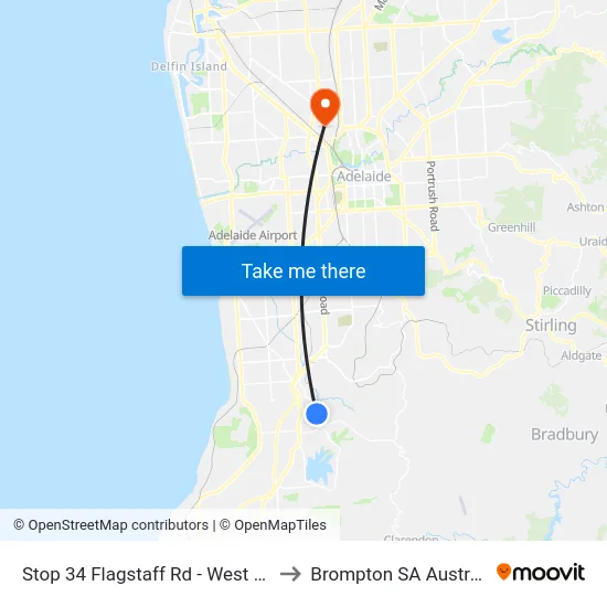 Stop 34 Flagstaff Rd - West side to Brompton SA Australia map