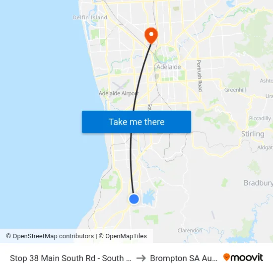 Stop 38 Main South Rd - South East side to Brompton SA Australia map