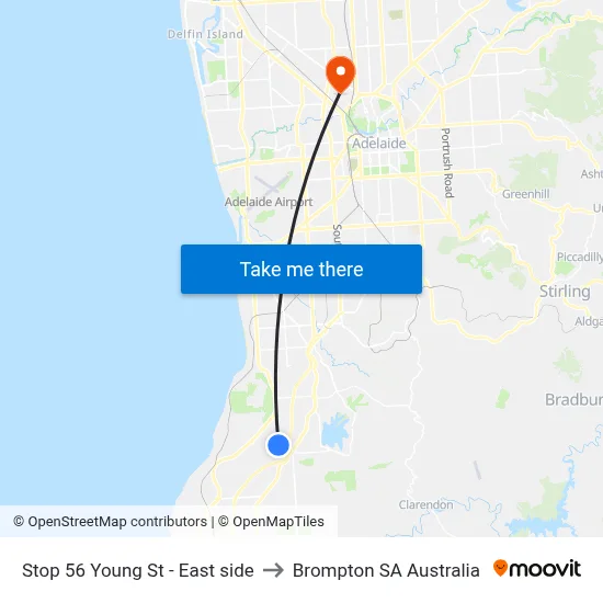 Stop 56 Young St - East side to Brompton SA Australia map