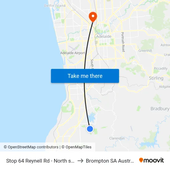 Stop 64 Reynell Rd - North side to Brompton SA Australia map