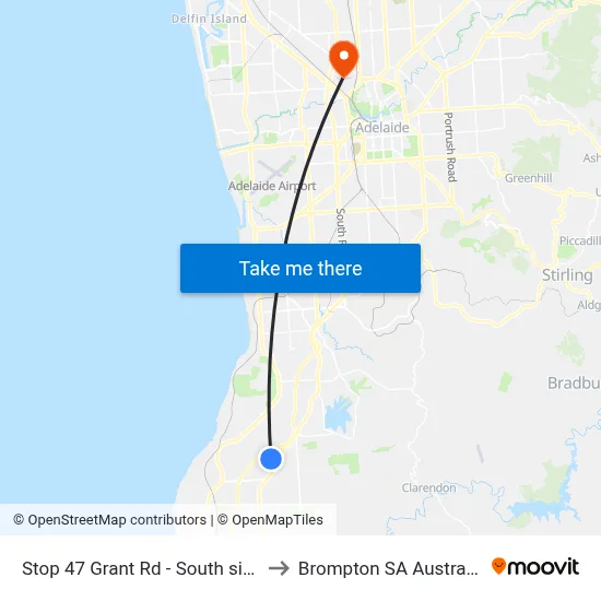 Stop 47 Grant Rd - South side to Brompton SA Australia map