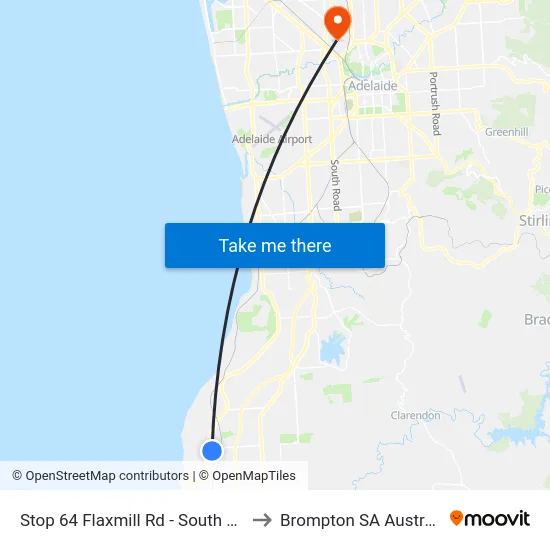 Stop 64 Flaxmill Rd - South side to Brompton SA Australia map