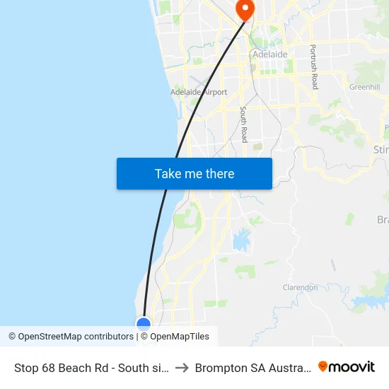 Stop 68 Beach Rd - South side to Brompton SA Australia map