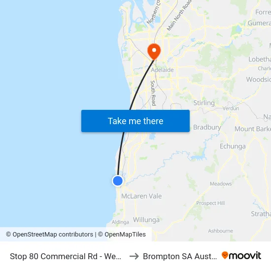 Stop 80 Commercial Rd - West side to Brompton SA Australia map