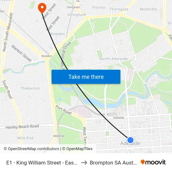 E1 - King William Street - East side to Brompton SA Australia map