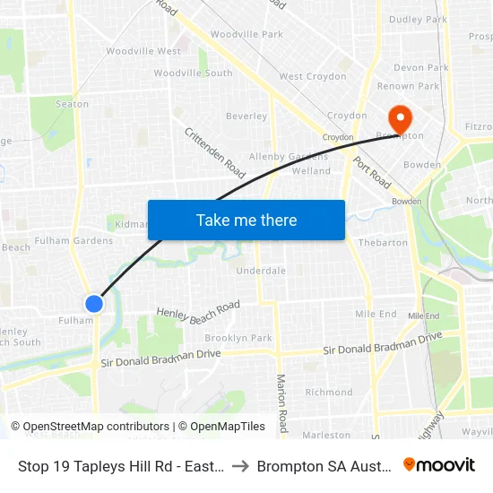 Stop 19 Tapleys Hill Rd - East side to Brompton SA Australia map