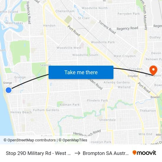 Stop 29D Military Rd - West side to Brompton SA Australia map