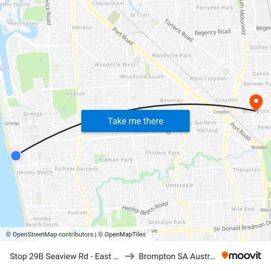 Stop 29B Seaview Rd - East side to Brompton SA Australia map