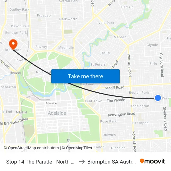 Stop 14 The Parade - North side to Brompton SA Australia map