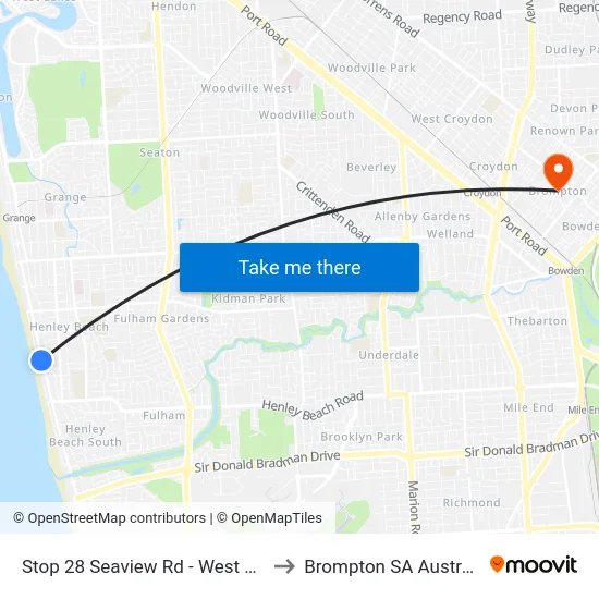 Stop 28 Seaview Rd - West side to Brompton SA Australia map