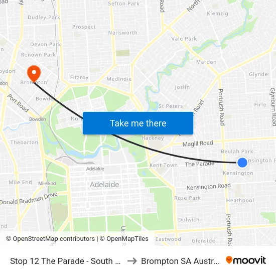 Stop 12 The Parade - South side to Brompton SA Australia map