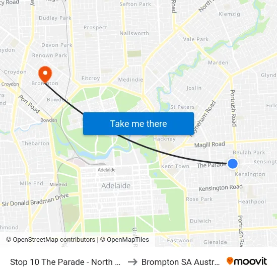 Stop 10 The Parade - North side to Brompton SA Australia map