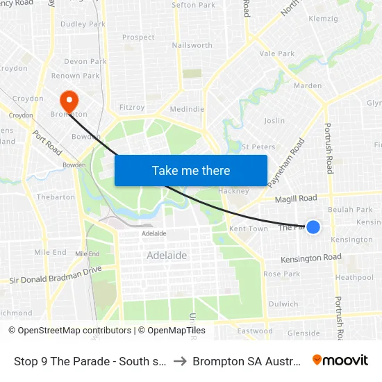 Stop 9 The Parade - South side to Brompton SA Australia map
