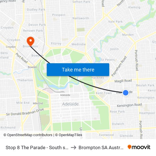 Stop 8 The Parade - South side to Brompton SA Australia map