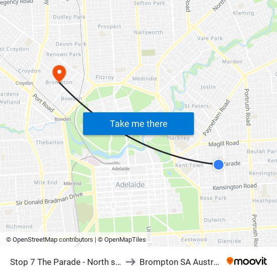 Stop 7 The Parade - North side to Brompton SA Australia map