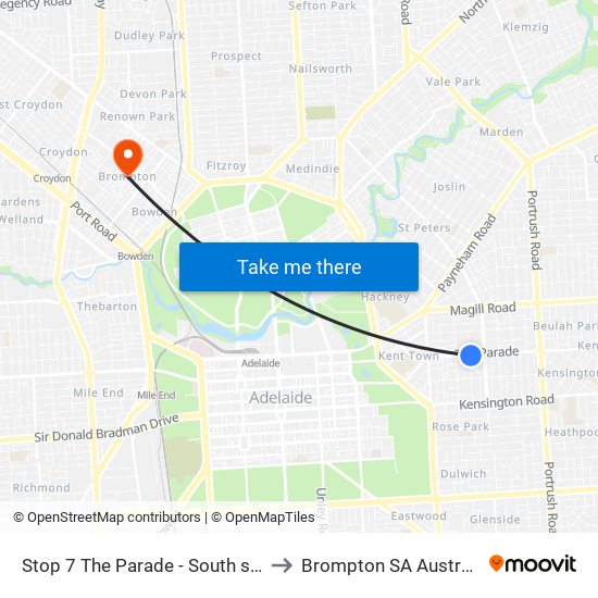 Stop 7 The Parade - South side to Brompton SA Australia map