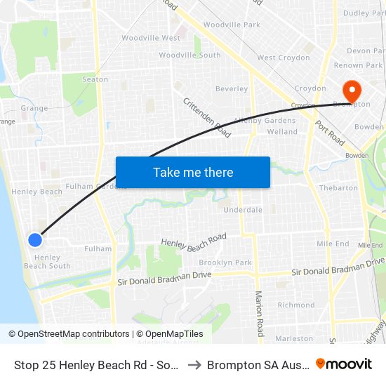 Stop 25 Henley Beach Rd - South side to Brompton SA Australia map