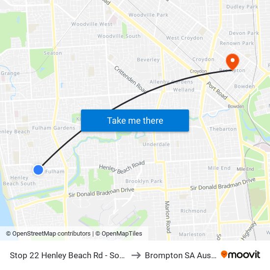 Stop 22 Henley Beach Rd - South side to Brompton SA Australia map