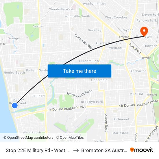 Stop 22E Military Rd - West side to Brompton SA Australia map