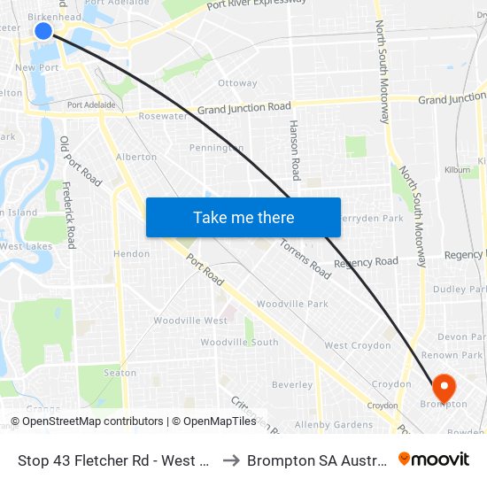 Stop 43 Fletcher Rd - West side to Brompton SA Australia map