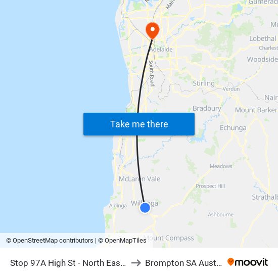 Stop 97A High St - North East side to Brompton SA Australia map