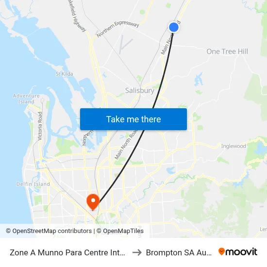 Zone A Munno Para Centre Interchange to Brompton SA Australia map