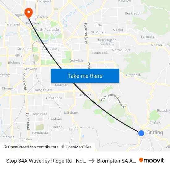 Stop 34A Waverley Ridge Rd - North West side to Brompton SA Australia map