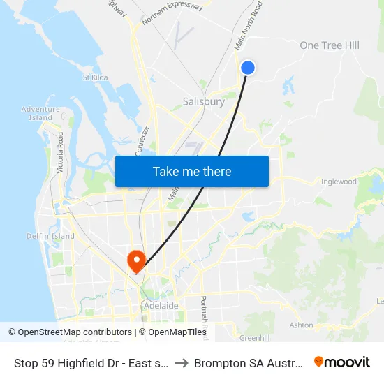 Stop 59 Highfield Dr - East side to Brompton SA Australia map