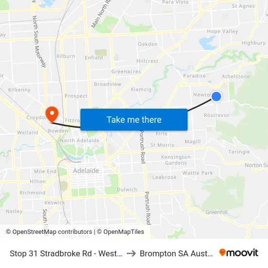 Stop 31 Stradbroke Rd - West side to Brompton SA Australia map