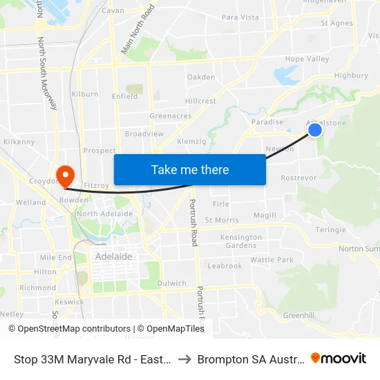 Stop 33M Maryvale Rd - East side to Brompton SA Australia map