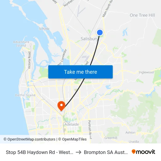 Stop 54B Haydown Rd - West side to Brompton SA Australia map