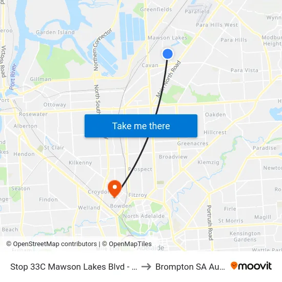 Stop 33C Mawson Lakes Blvd - East side to Brompton SA Australia map