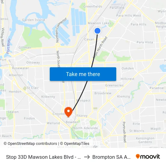 Stop 33D Mawson Lakes Blvd - South side to Brompton SA Australia map