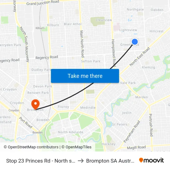 Stop 23 Princes Rd - North side to Brompton SA Australia map