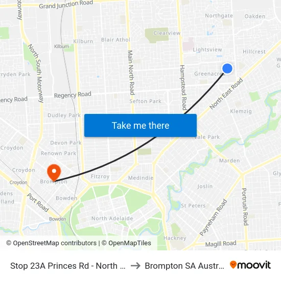 Stop 23A Princes Rd - North side to Brompton SA Australia map