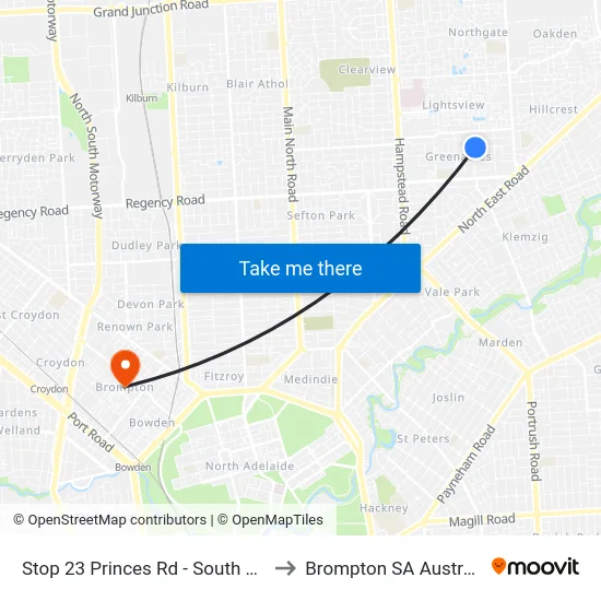 Stop 23 Princes Rd - South side to Brompton SA Australia map
