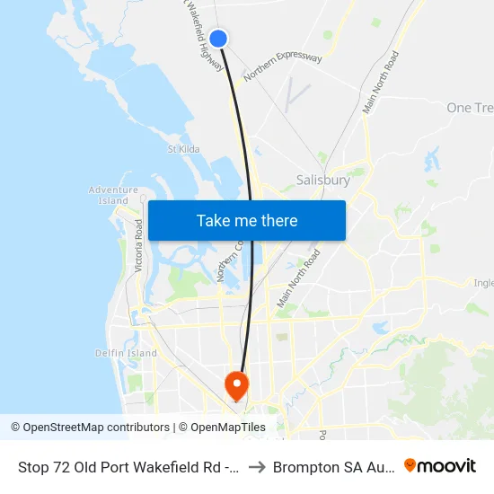 Stop 72 Old Port Wakefield Rd - East side to Brompton SA Australia map