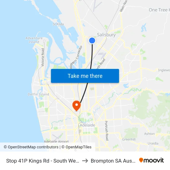 Stop 41P Kings Rd - South West side to Brompton SA Australia map