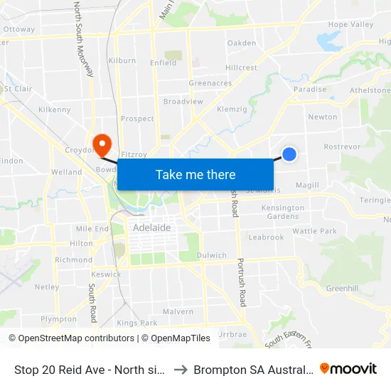 Stop 20 Reid Ave - North side to Brompton SA Australia map