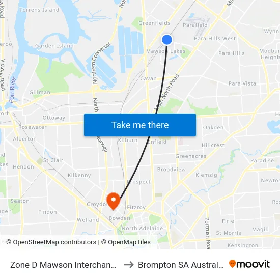Zone D Mawson Interchange to Brompton SA Australia map