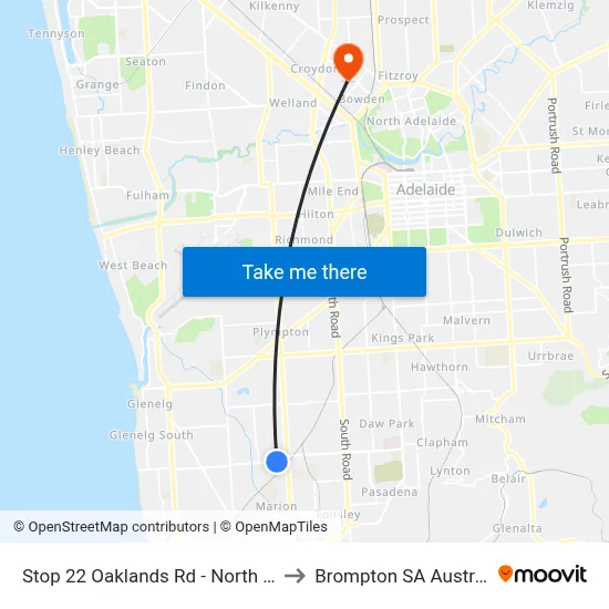 Stop 22 Oaklands Rd - North side to Brompton SA Australia map