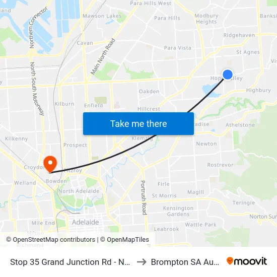 Stop 35 Grand Junction Rd - North side to Brompton SA Australia map