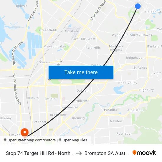 Stop 74 Target Hill Rd - North side to Brompton SA Australia map