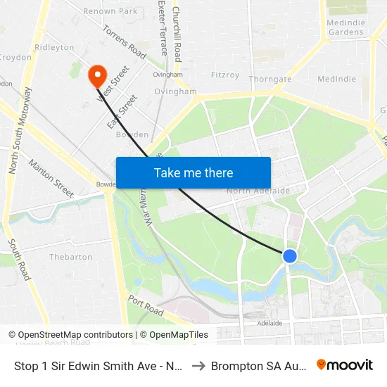 Stop 1 Sir Edwin Smith Ave - North side to Brompton SA Australia map