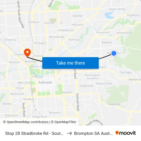 Stop 28 Stradbroke Rd - South side to Brompton SA Australia map