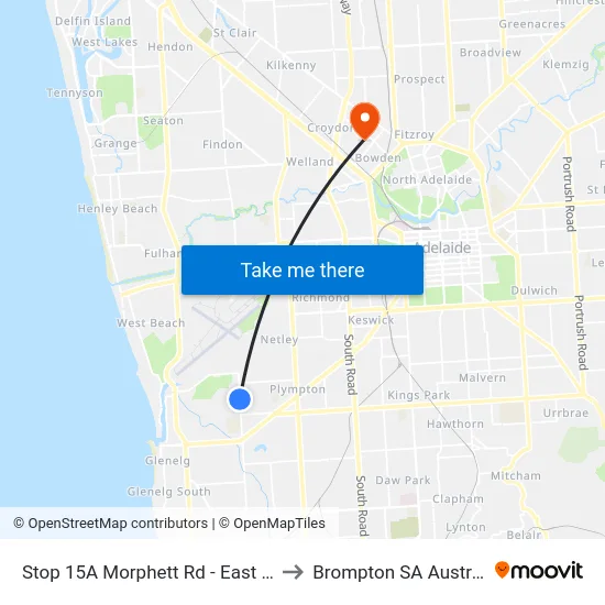 Stop 15A Morphett Rd - East side to Brompton SA Australia map