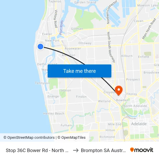 Stop 36C Bower Rd - North side to Brompton SA Australia map