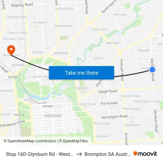 Stop 16D Glynburn Rd - West side to Brompton SA Australia map