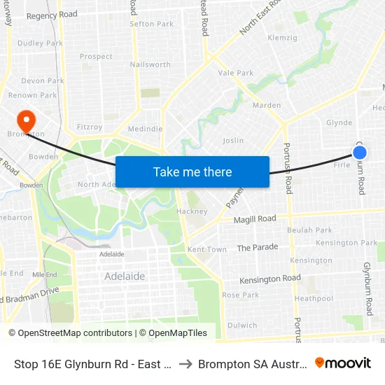 Stop 16E Glynburn Rd - East side to Brompton SA Australia map